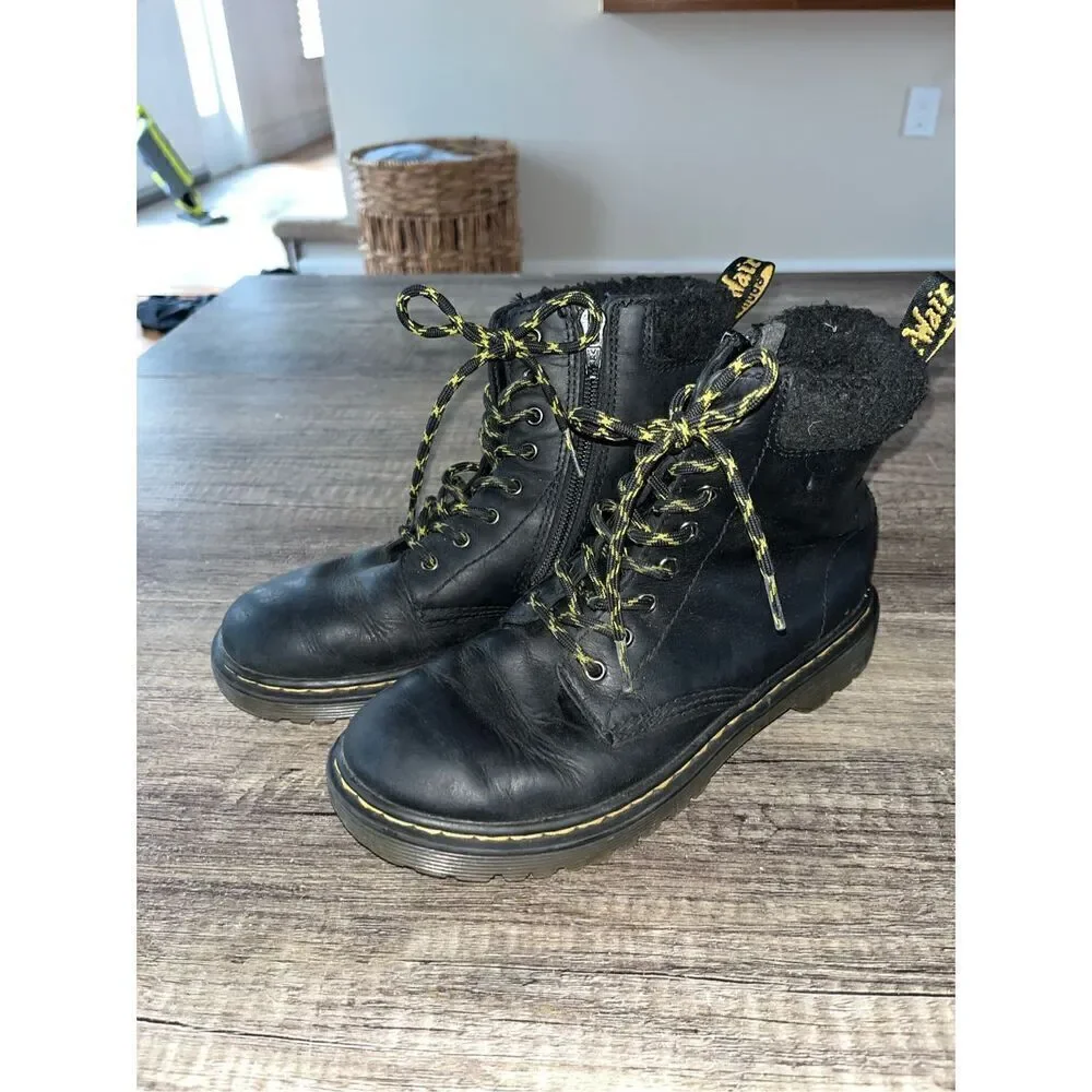 Dr Marten Doc Marten TODDLER 1460 FLEECE LINED LEATHER BOOTS size 3.5